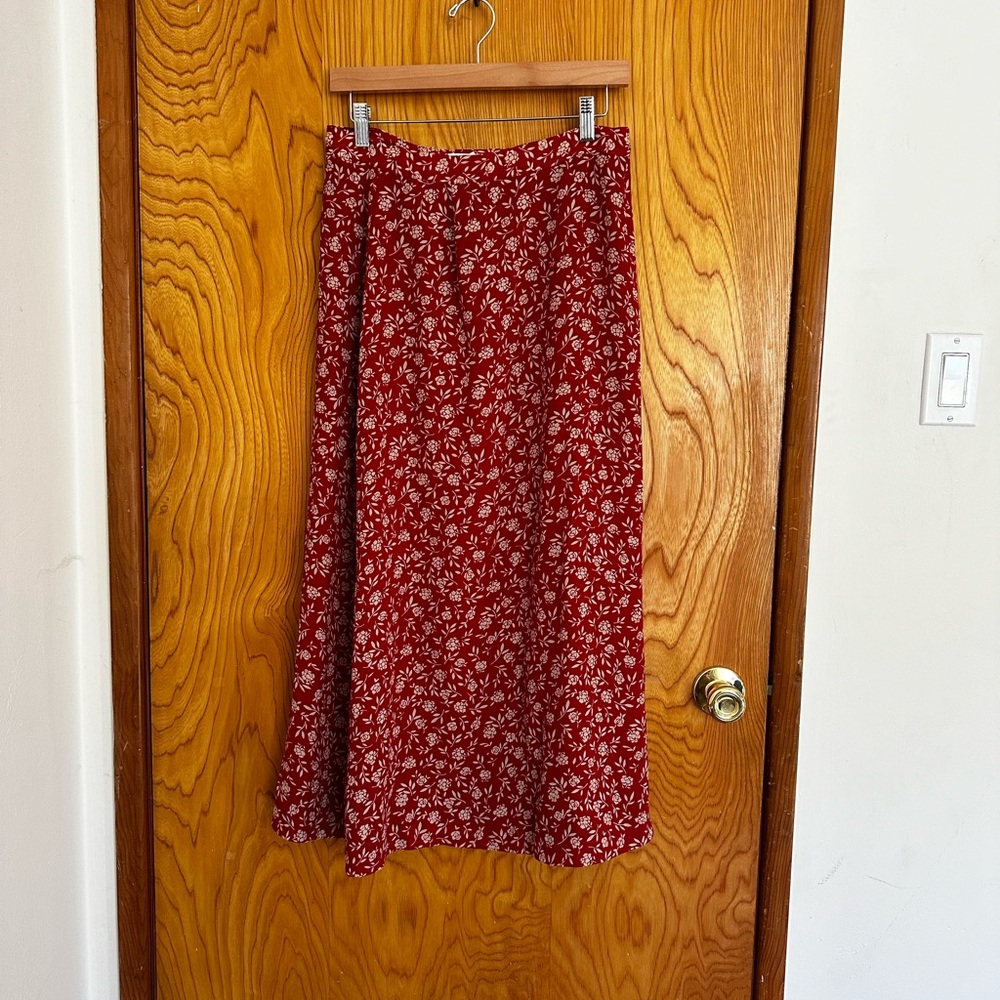 Red floral skirt